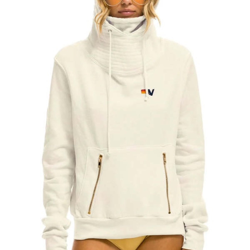 Aviator Nation Ninja Hoodie Sweater Vintage White $220 Retail